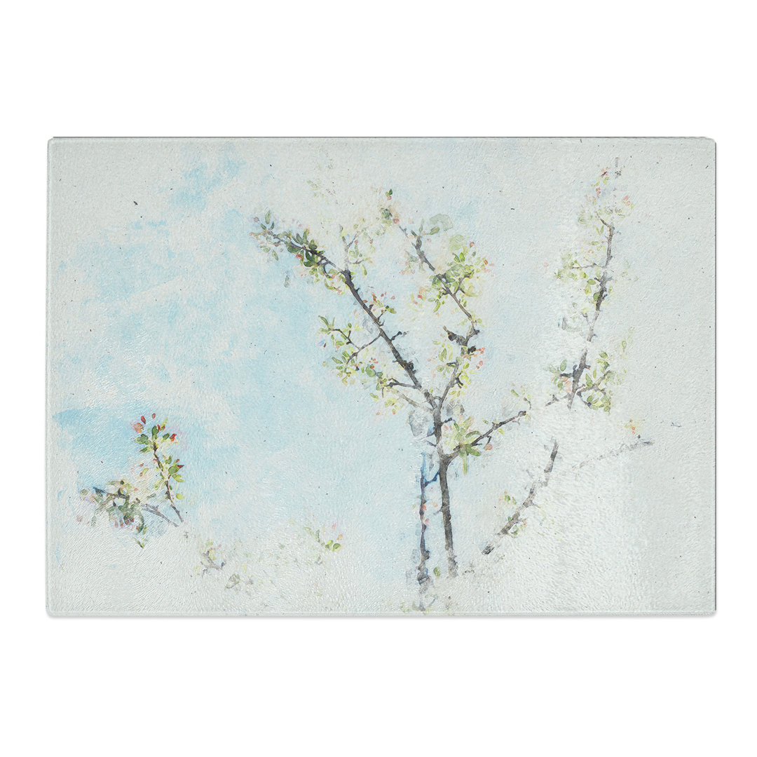 Tempered Glass a Cherry Blossom Tree Watercolour Chopping Board