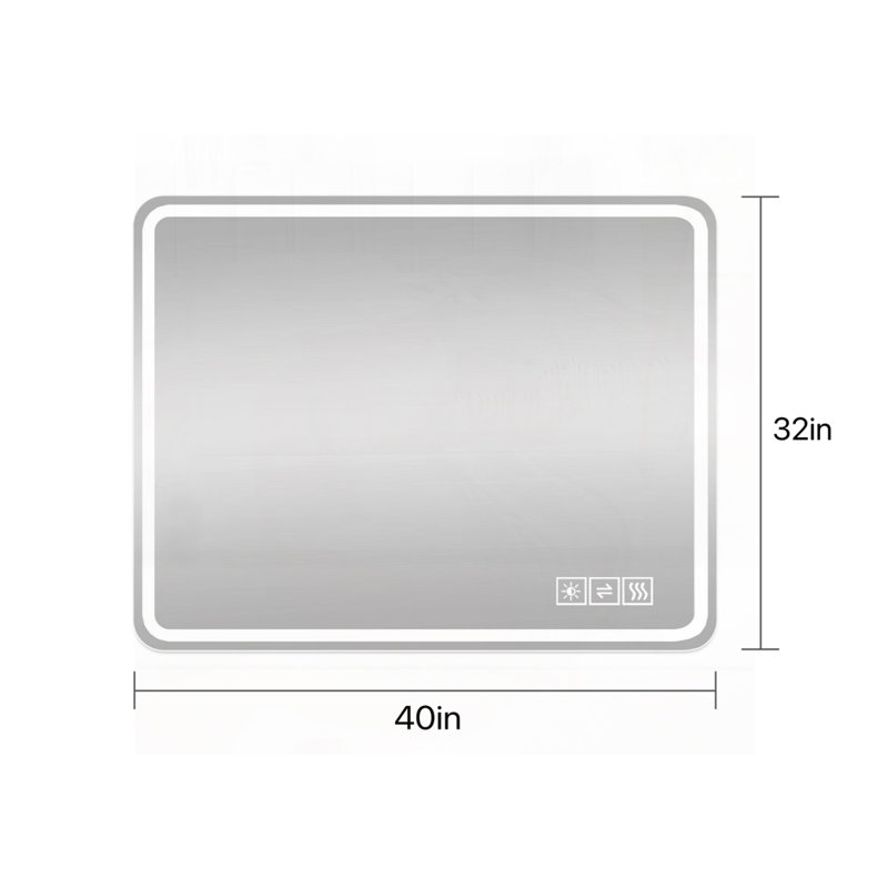 Miroir de salle de bain à DEL, 39,4 po x 31,5 po