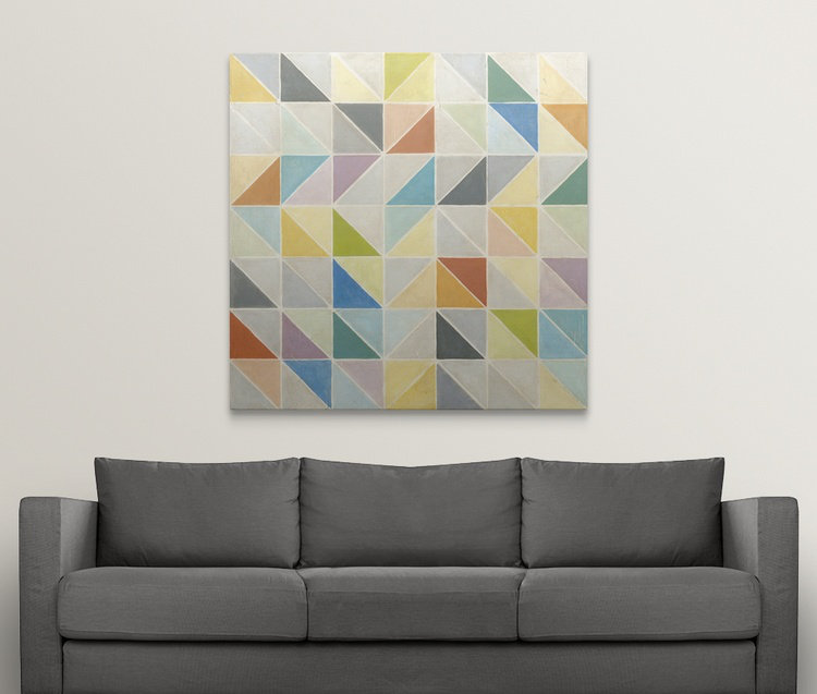 « ii » megan meagher, art textuel Multifaceted, H 35 po x l 35 po x P 1,5 po, Toile