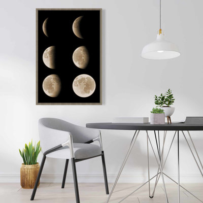 Eclipse in Six Phases - Earth & Galaxy Astronomy Framed Canvas