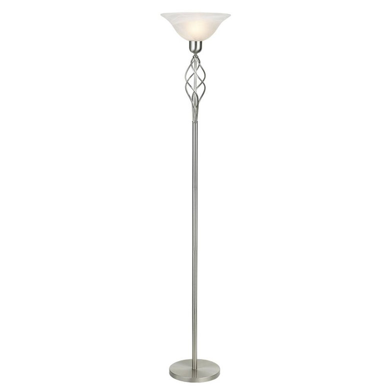 Carrie 180cm Torchiere Floor Lamp, Satin Chrome