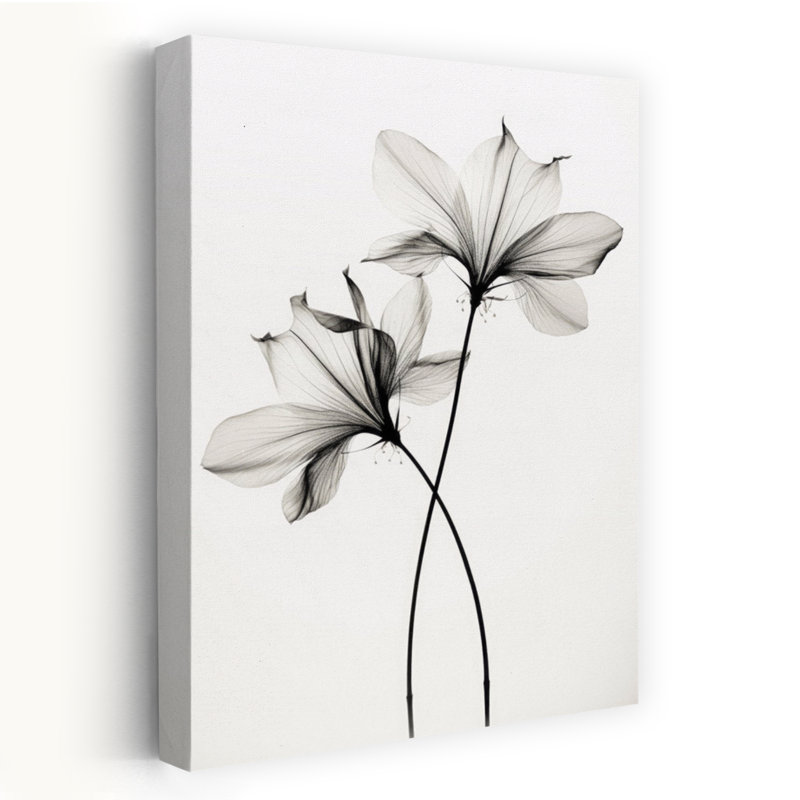 Art contemporain contemporain délicat, fleur élégante, H 48 po x l 32 po
