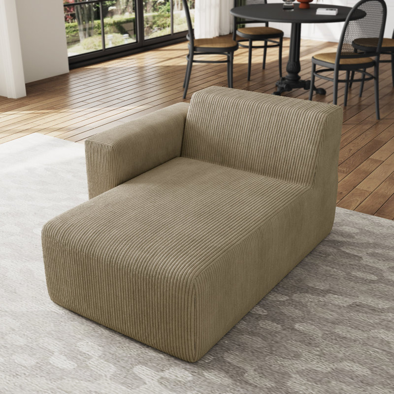 Upholstered Chaise Lounge, Left Hand Facing, Khaki