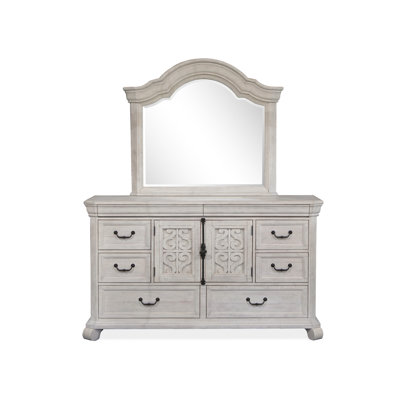 Drawer Dresser With Shaped Mirror