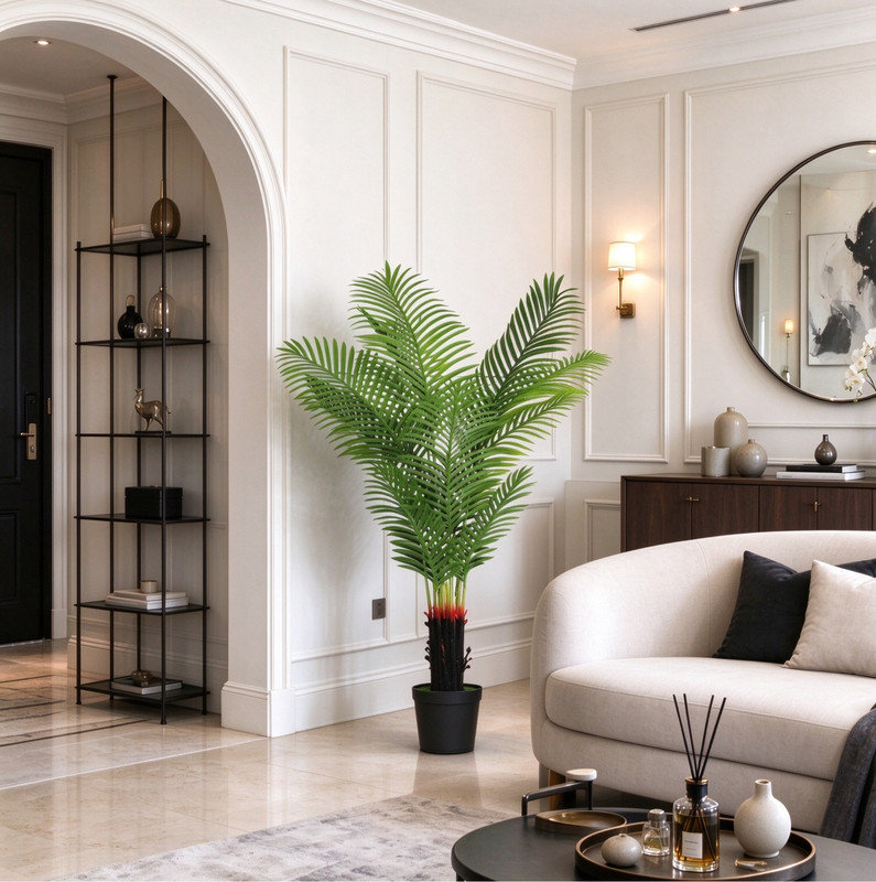 Maintenance-Free Artificial Areca Palm, Tropical Fake Plant for Interior Space Styling