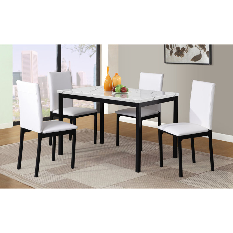 Bueschel 4 - Person Dining Set , White, White