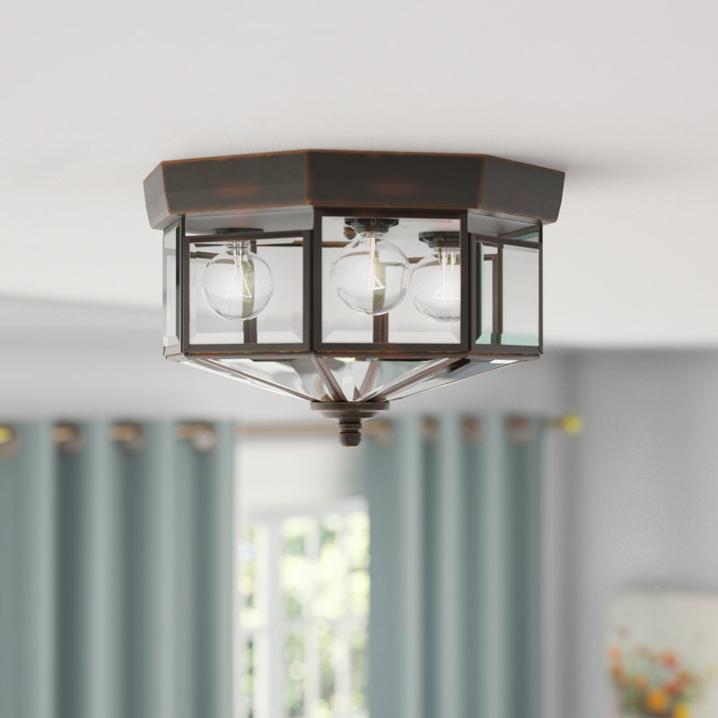 Plafonnier encastré en verre biseauté Manolla, H 6,25 po x l 11,125 po x P 11,125 po