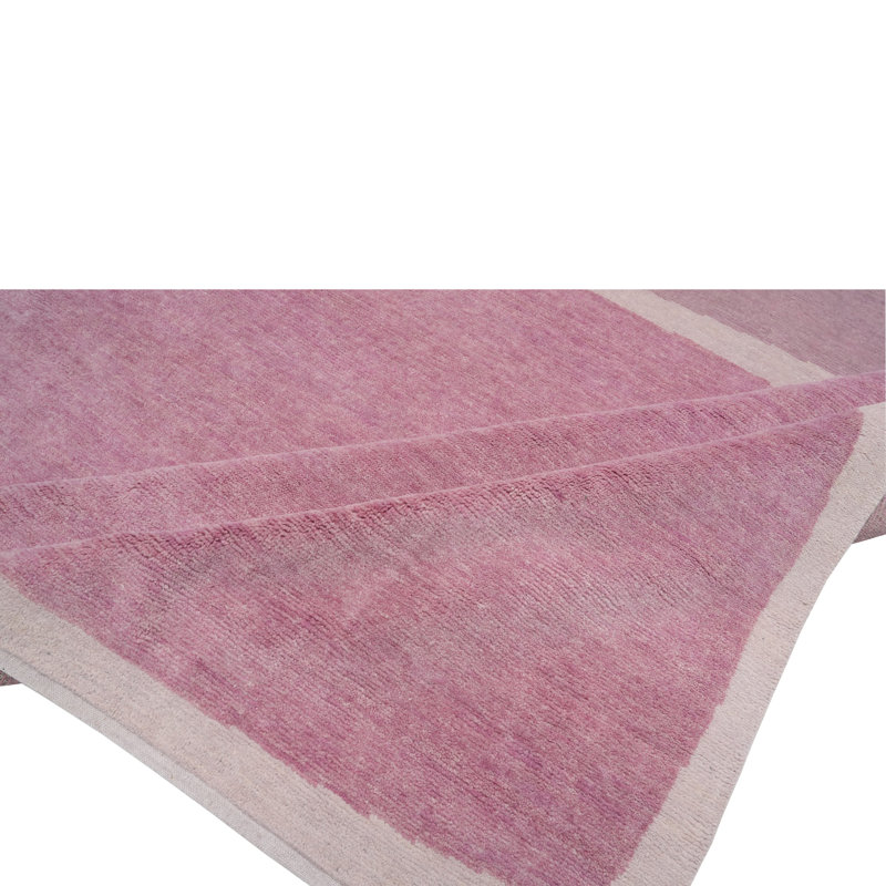 Abstract Contemporary Wool Rug, Pink