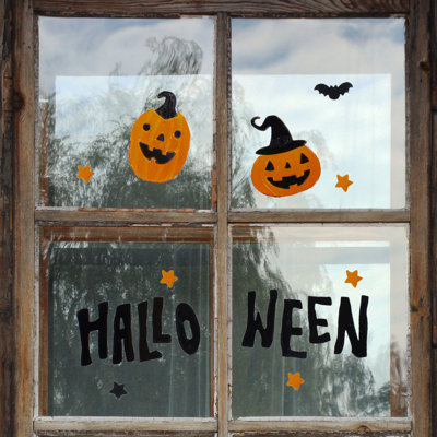 Black and Orange Halloween Gel Window Clings