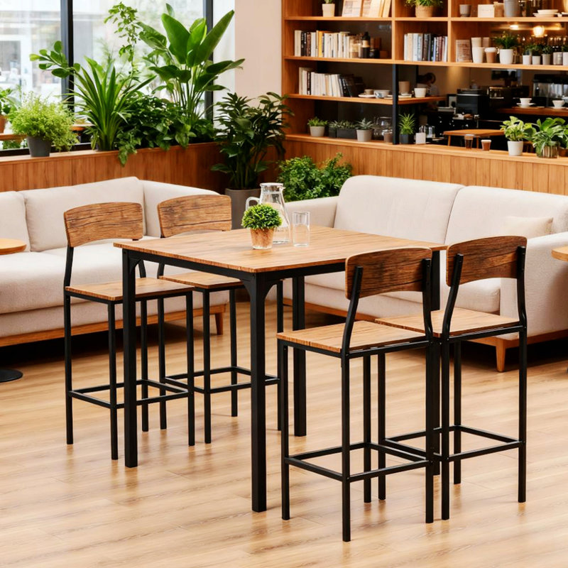 Ensemble de table de bar 5 pièces à hauteur de comptoir, une table avec quatre chaises