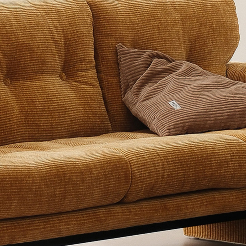 Retro Designer High-Leg Straight Sofa, Yellow