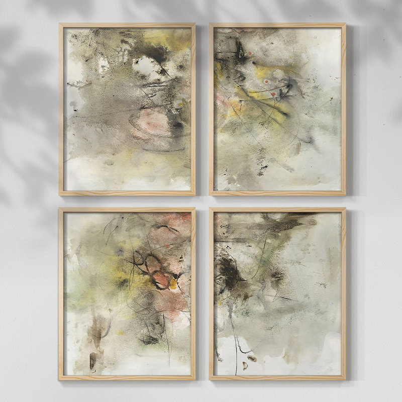 «Fresh Start I», reproduction encadrée - ensemble de 4, H 28 po x l 22 po, Noir