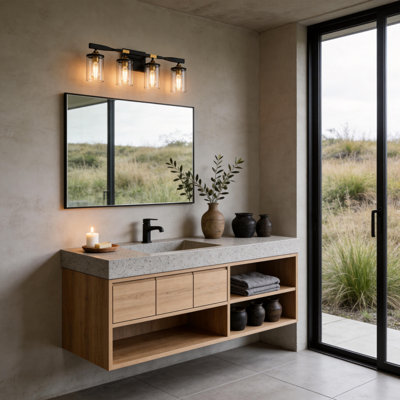 Éclairage pour meuble-lavabo à abat-jour en verre avec ampoules