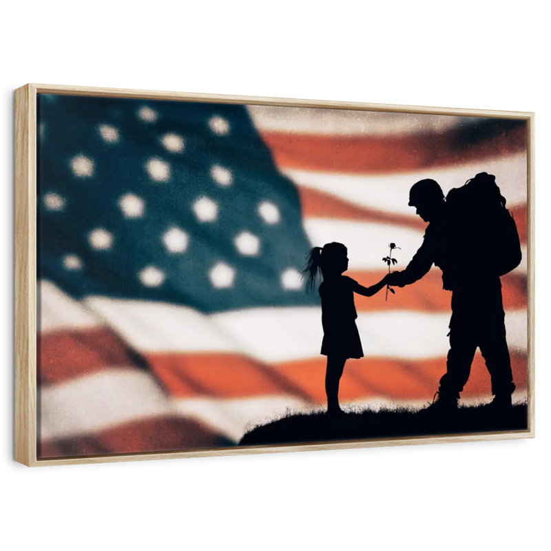 Military Soldier Dad, Floating Frame Natural Wood, 31" X 21"