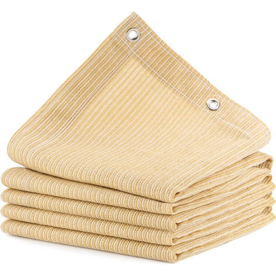 Toile d'ombrage 90% - Housse de protection en PVC avec œillets renforcés pour pergola, patio, terrasse, arrière-cour, jardin et espaces extérieurs, blé