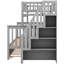 Lit superposé simple au-dessus d'un lit double avec lit gigogne et escalier gris-109949125