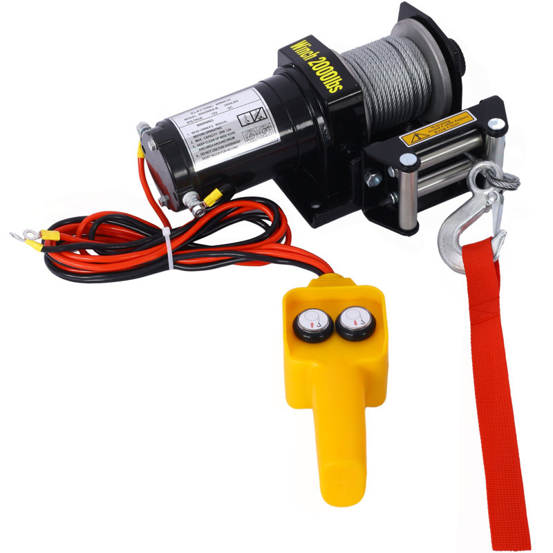 Treuil électrique 2000Vb 12V ATV / UTV, treuil à câble en acier imperméable tout-terrain pour treuil de remorquage ATV UTV