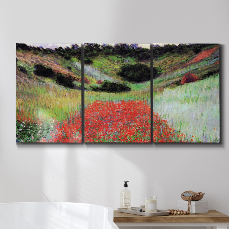 «Sunrise» par Monet sur toile, reproduction de 3 pièces, H 60 po x l 120 po x P 2 po
