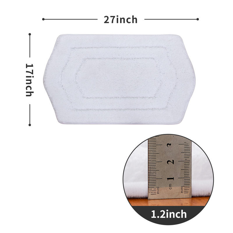 Non-Slip Bath Rug, White, 43.2cm W x 68.6cm L