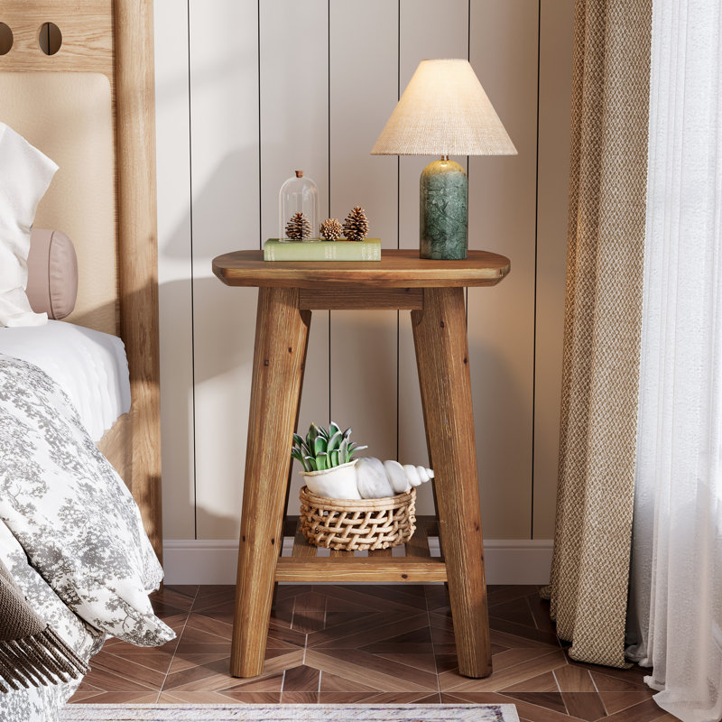 Square End Table with 2-Tier Storage