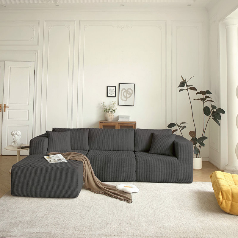 Canapé modulaire et canapé modulaire en L de style Mid-Century à 3 places pour salon gris gauche