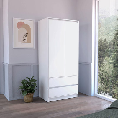 Armoire, penderie avec deux tiroirs, tringle