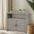 Rectangular Wood Outdoor Console & Buffet Table with Storage Cabinet
