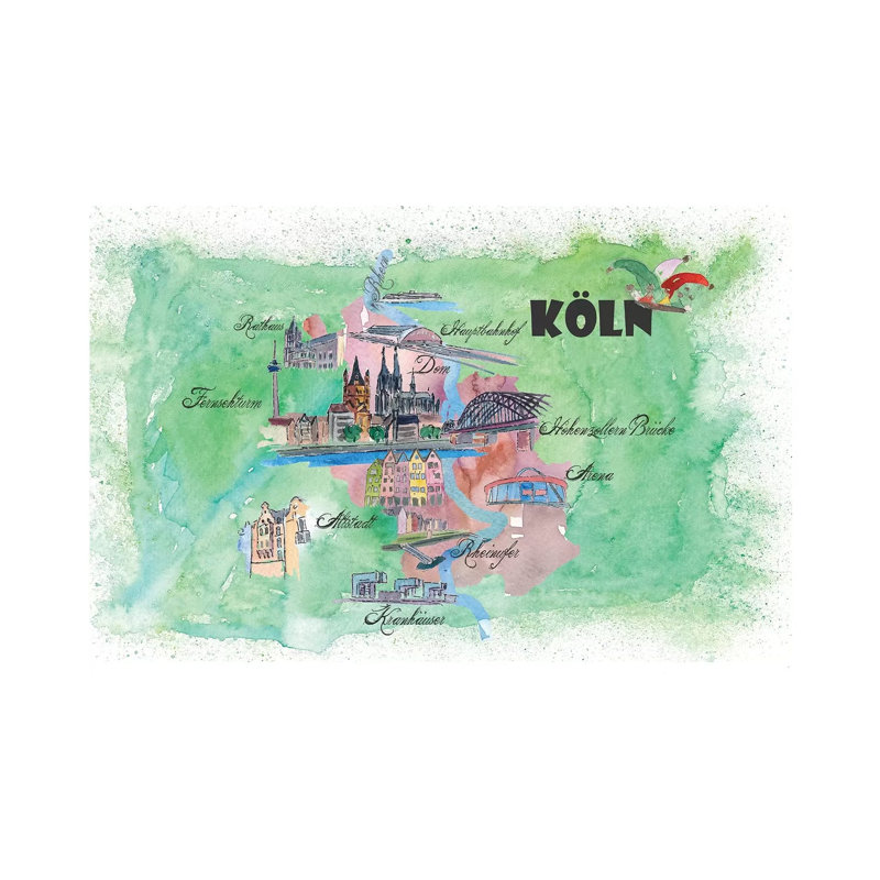 Cologne, Germany Travel Poster by Markus & Martina Bleichner - Wrapped Canvas Gallery-Wrapped Canvas Giclée
