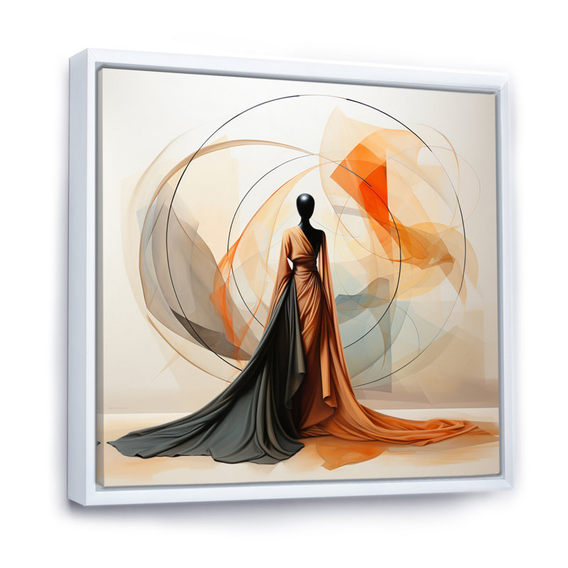 Abstrait contemporain danseur africain - art mural femme afro-américaine, H 36 po x l 36 po x P 1,5 po, Cadre flottant blanc