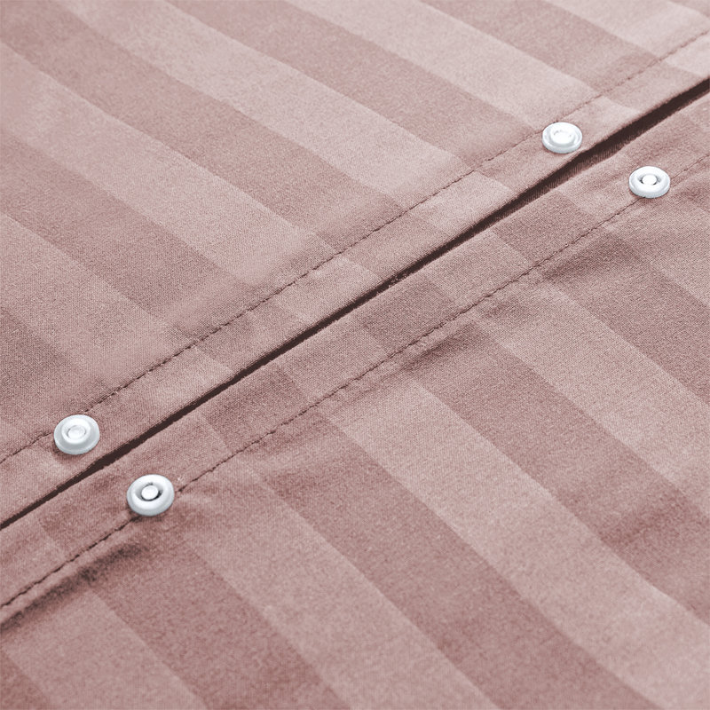 Renze Microfiber 250 TC Reversible Stripe Duvet Cover Set with Pillowcases, Peach