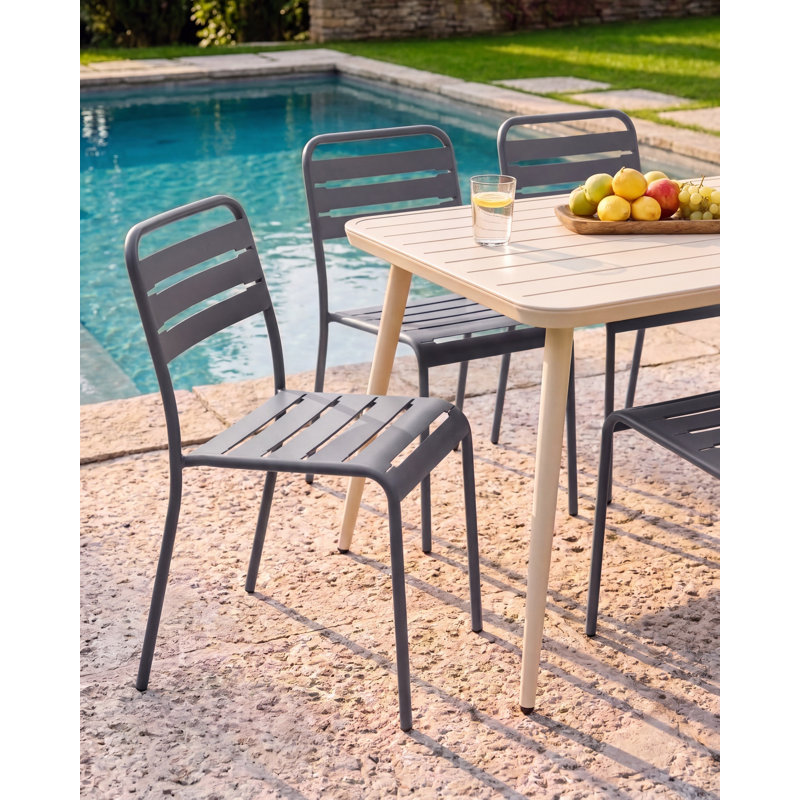 Set of 2 Garden Chairs LEFKADA Metal Light Beige, Grey