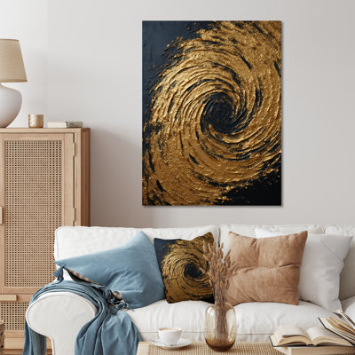 Gold And Black Abstract Spiral Smphony - Abstract Spirals Metal Wall Art
