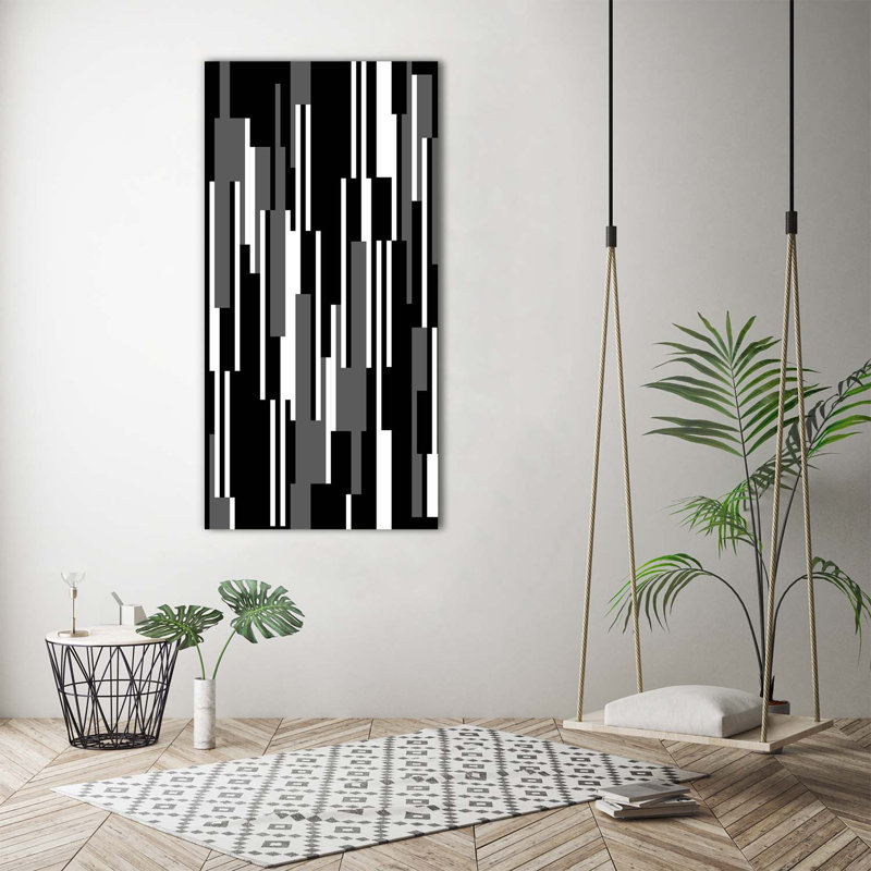 Black And White Lines - Wrapped Canvas Print, 140cm H x 70cm W