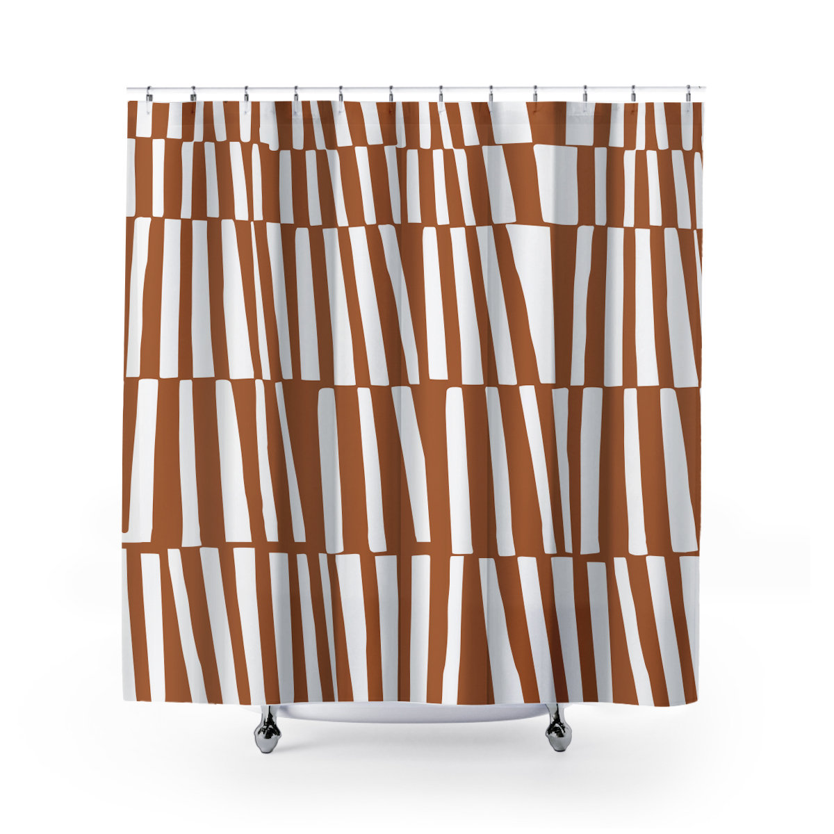 Thora Abstract Mid-Century Shower Curtain, Orange