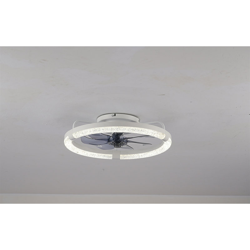 Ventilateurs de plafond 20 po avec ensemble, source de lumière DEL et télécommande, ventilateur DEL encastré moderne à intensité variable 3000-6500K, 6 vitesses, moteur à courant continu silencieux pour le salon, la chambre à coucher, la cuisine