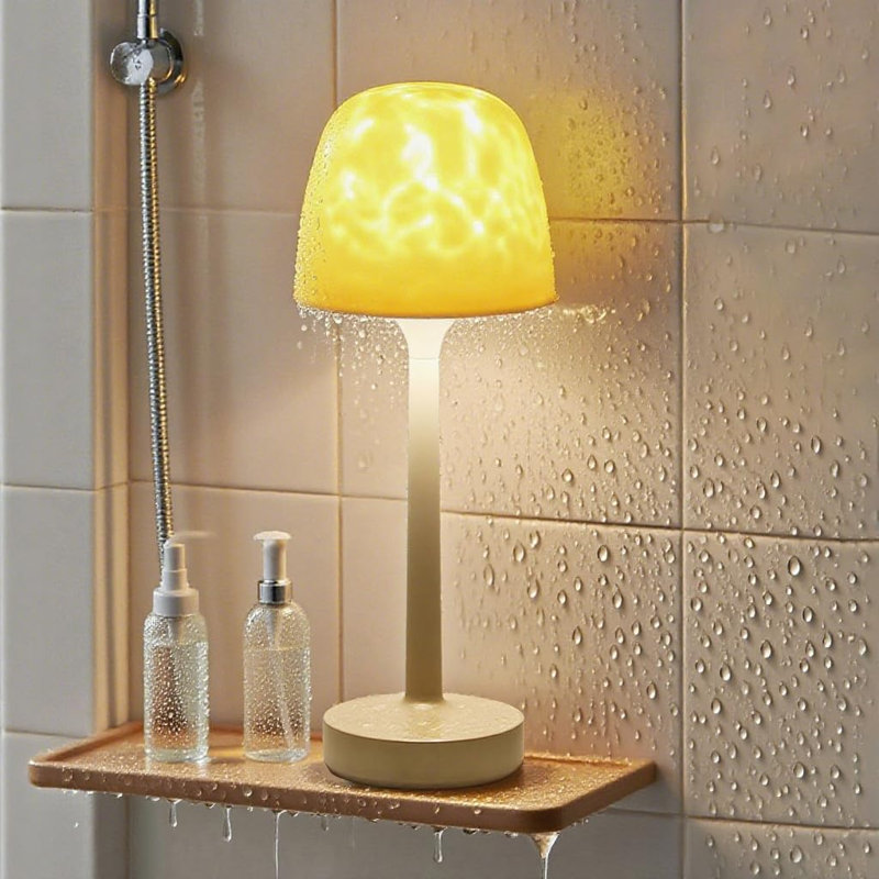 Lampe de douche - Lampe de salle de bain imperméable avec projecteur 16 couleurs Ocean Wave, lumière de douche rechargeable avec télécommande tactile, lumière sans fil
