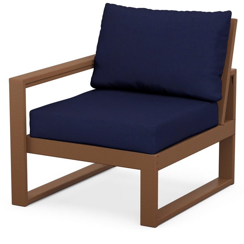 POLYWOOD Outdoor Lounge Chair, Mahogany, Navy
