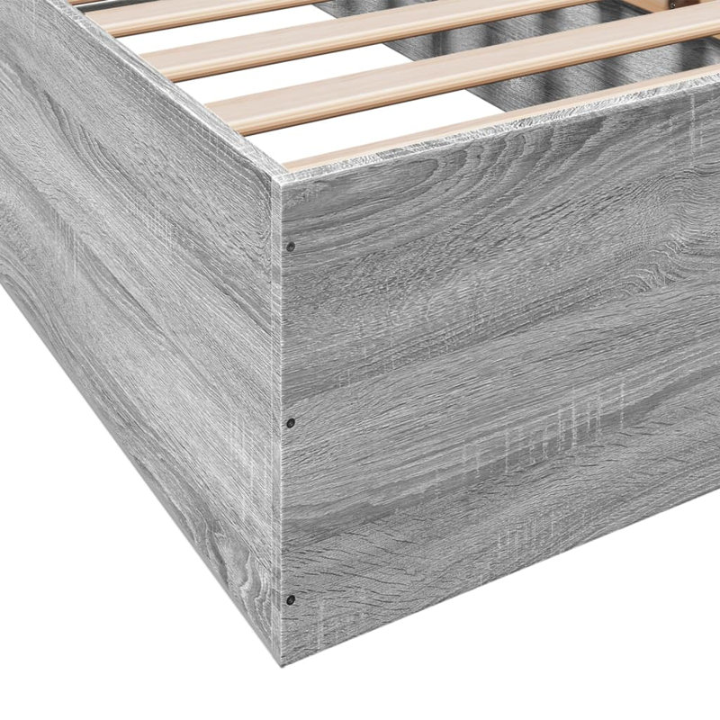 Vidaxl Bed Frame Engineered Wood, Small Single (2'6), Grey Sonoma