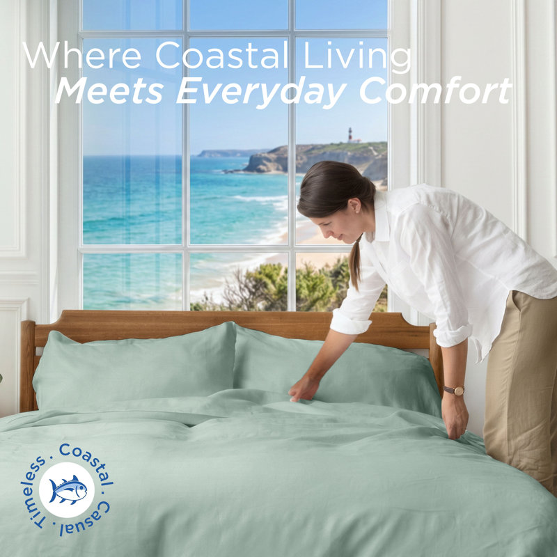 300 Thread Count 100% Cotton Sheet Set, Seafoam Green, Queen