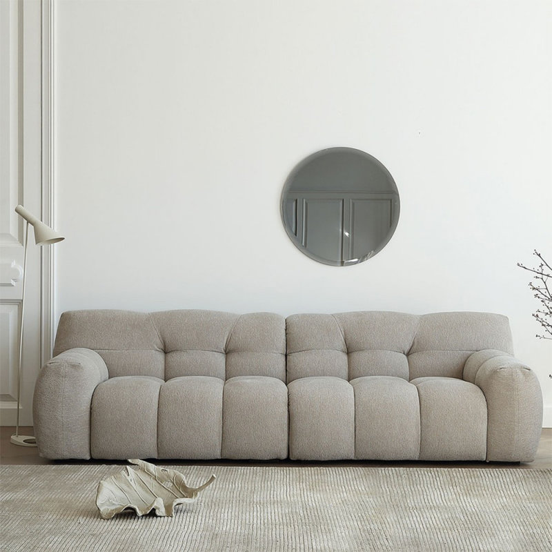 Canapé modulaire gris en coton et lin, H 27,95 po x l 98,43 po x P 40,55 po