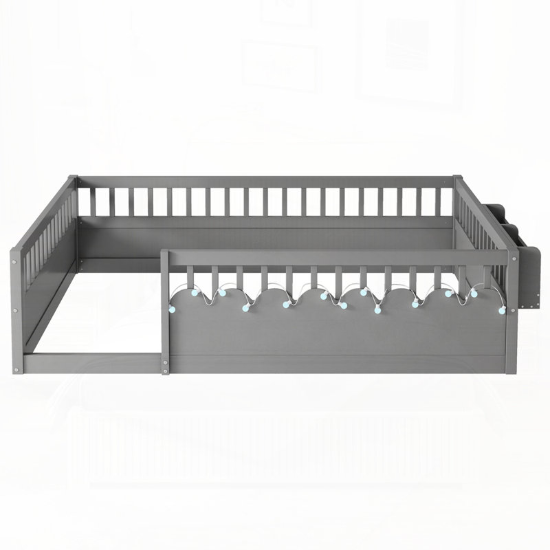 Structure de lit Montessori, Lit double, Gris