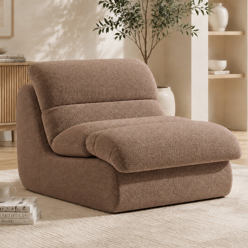 Chaise d'appoint rembourrée Modern, Brun
