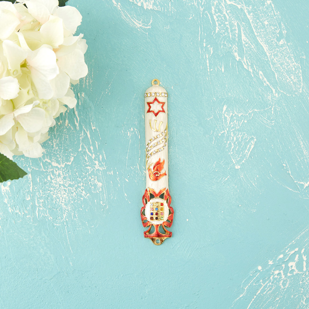 Pewter Mezuzah Matashi Crystal