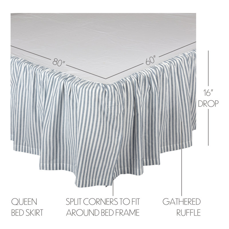 Sawyer Mill Blue and White Cotton Queen Bed Skirt with Split Corners
