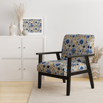 Chaise à accoudoirs rembourrée Blue Meadow Flowers