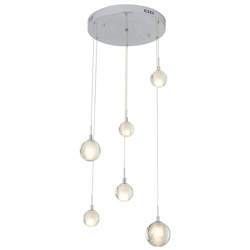 Brandyn 6 - Light Chrome Pendant with Crystal Accents