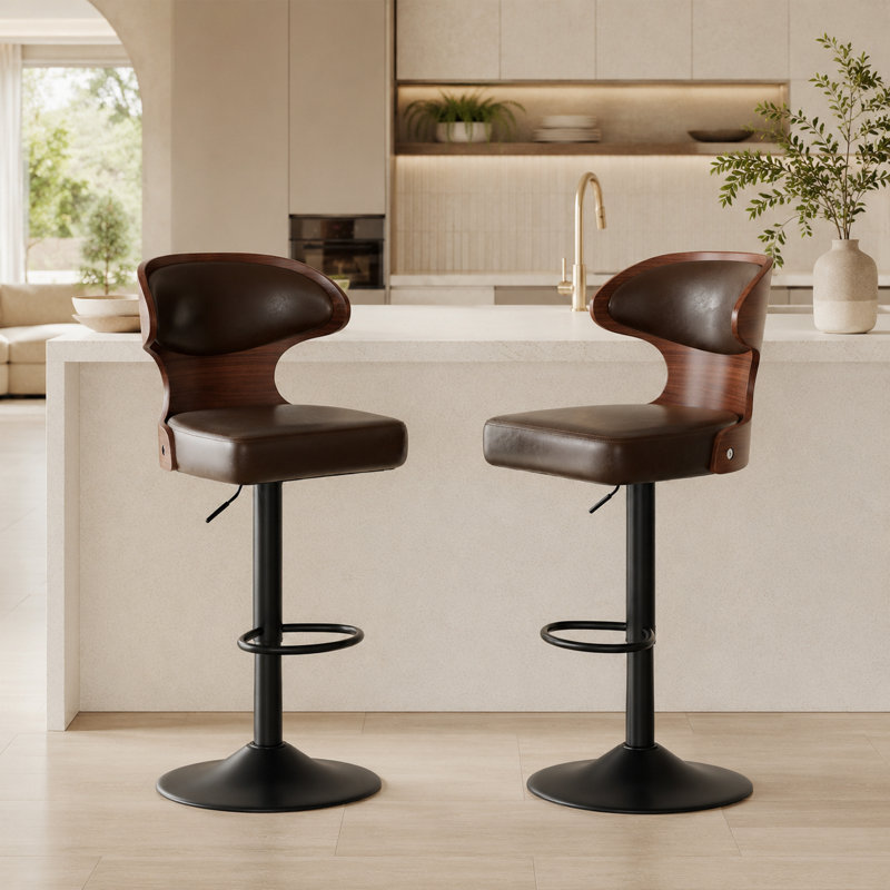 Tabouret tournant à hauteur réglable Bentwood, Brun