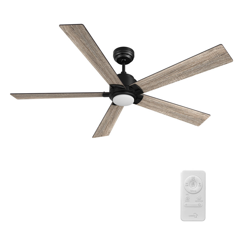 60'' Ceiling Fan with LED Lights, Black, Gray Oak