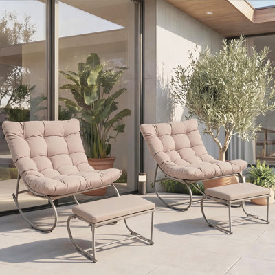 Metal Outdoor Rocker Chair with Cushions