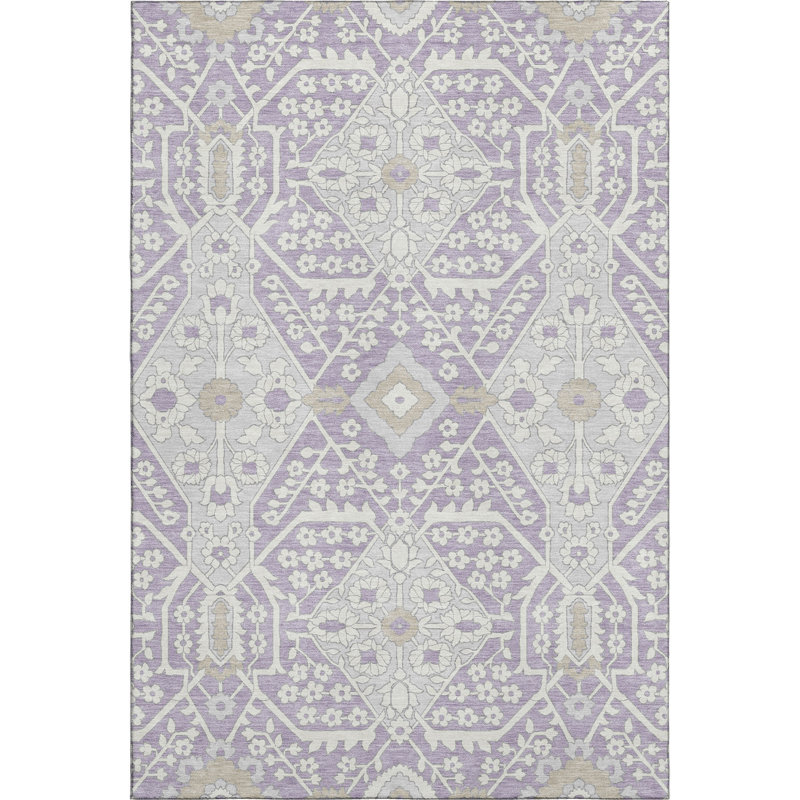 Premium Machine Washable Prisco Lavender Rug, Rectangle 10' x 14'